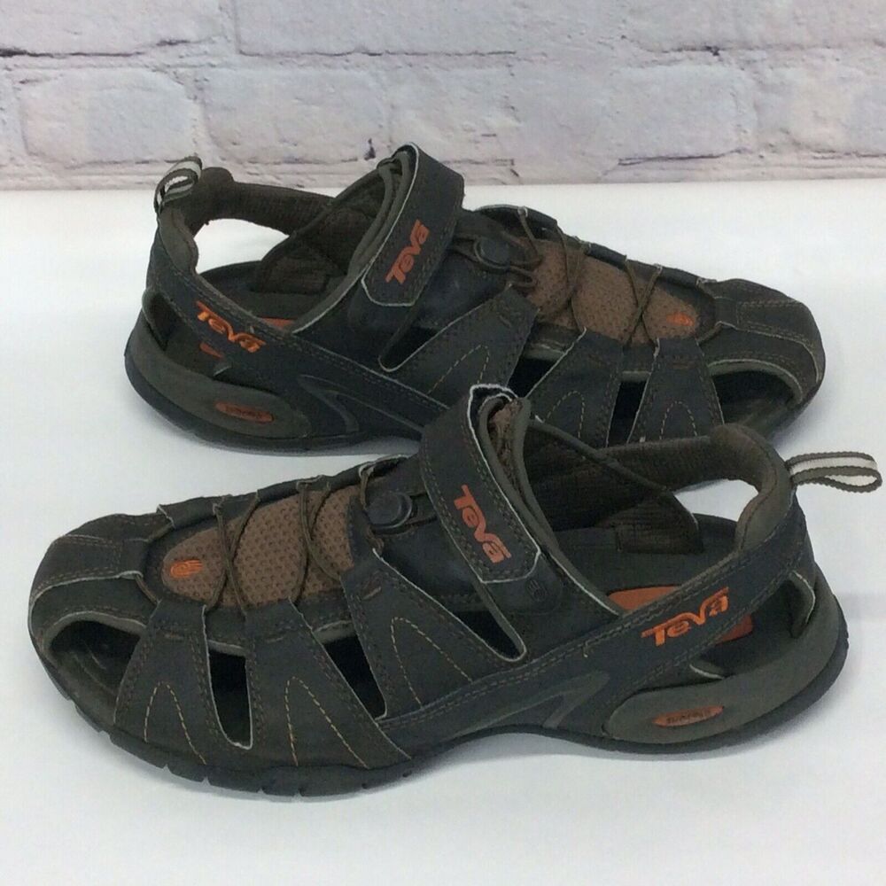 Teva Forebay Fisherman Sandals Men's Size 10 Brown Leather Rugged Outdoor Active - Picture 9 of 12